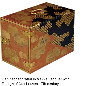 Cabinet decorated in Maki-e Lacquer with Design of Oak Leaves 17th century