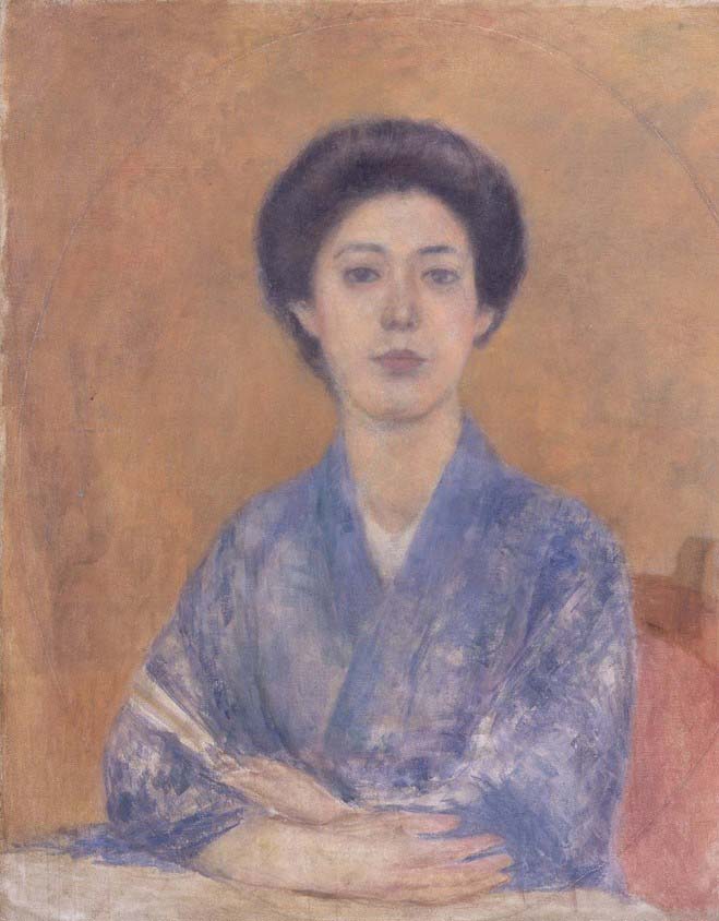 黒田清輝 油彩 肉筆『婦人像』表と裏面にサイン 鑑定券 F8号 額