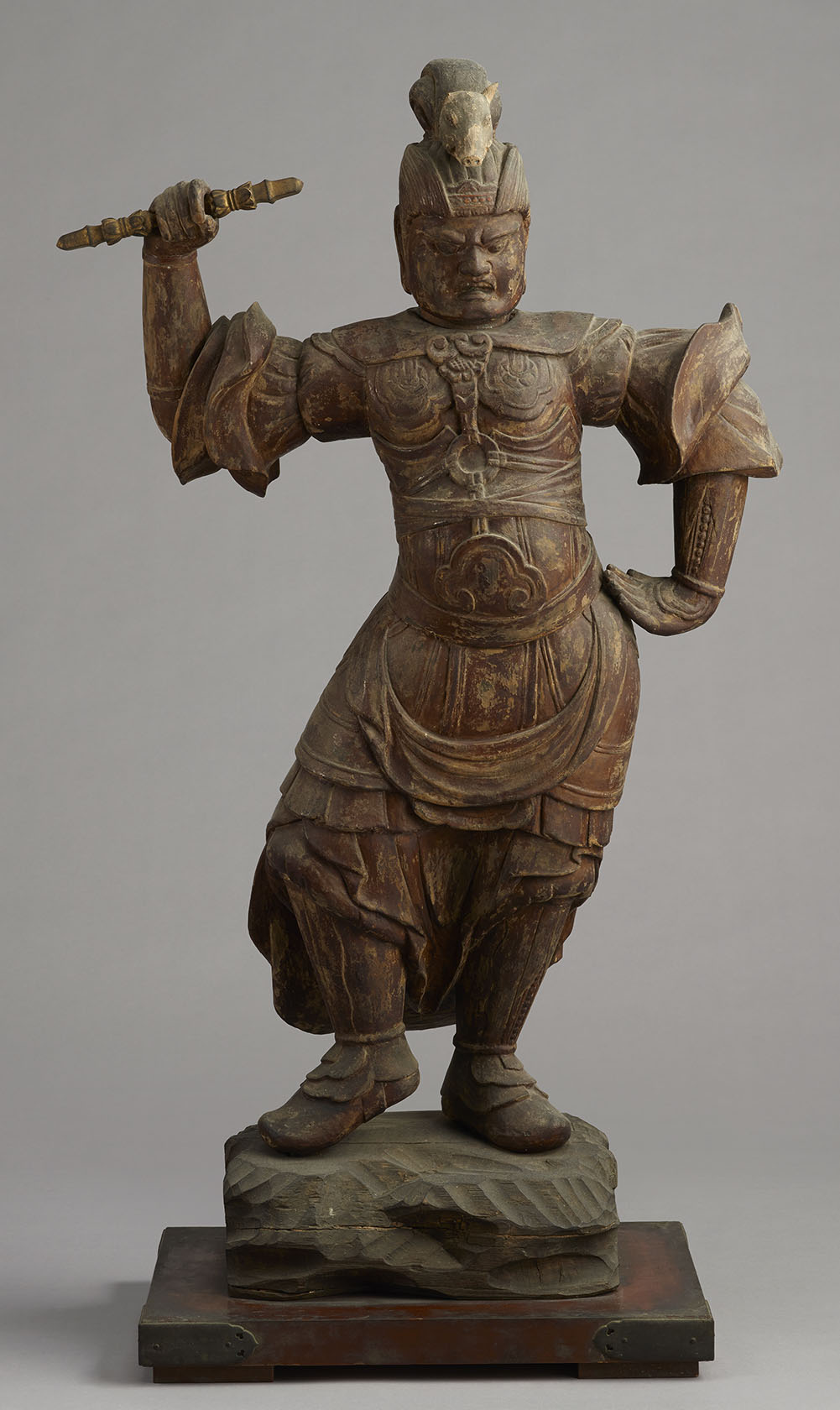 仏教美術時代木造 細工彫り十二神将『迷企 羅大将立像』 木曽桧/檜(きそひのき) 十二神将 卯神 摩虎羅大将 まこら 全体高