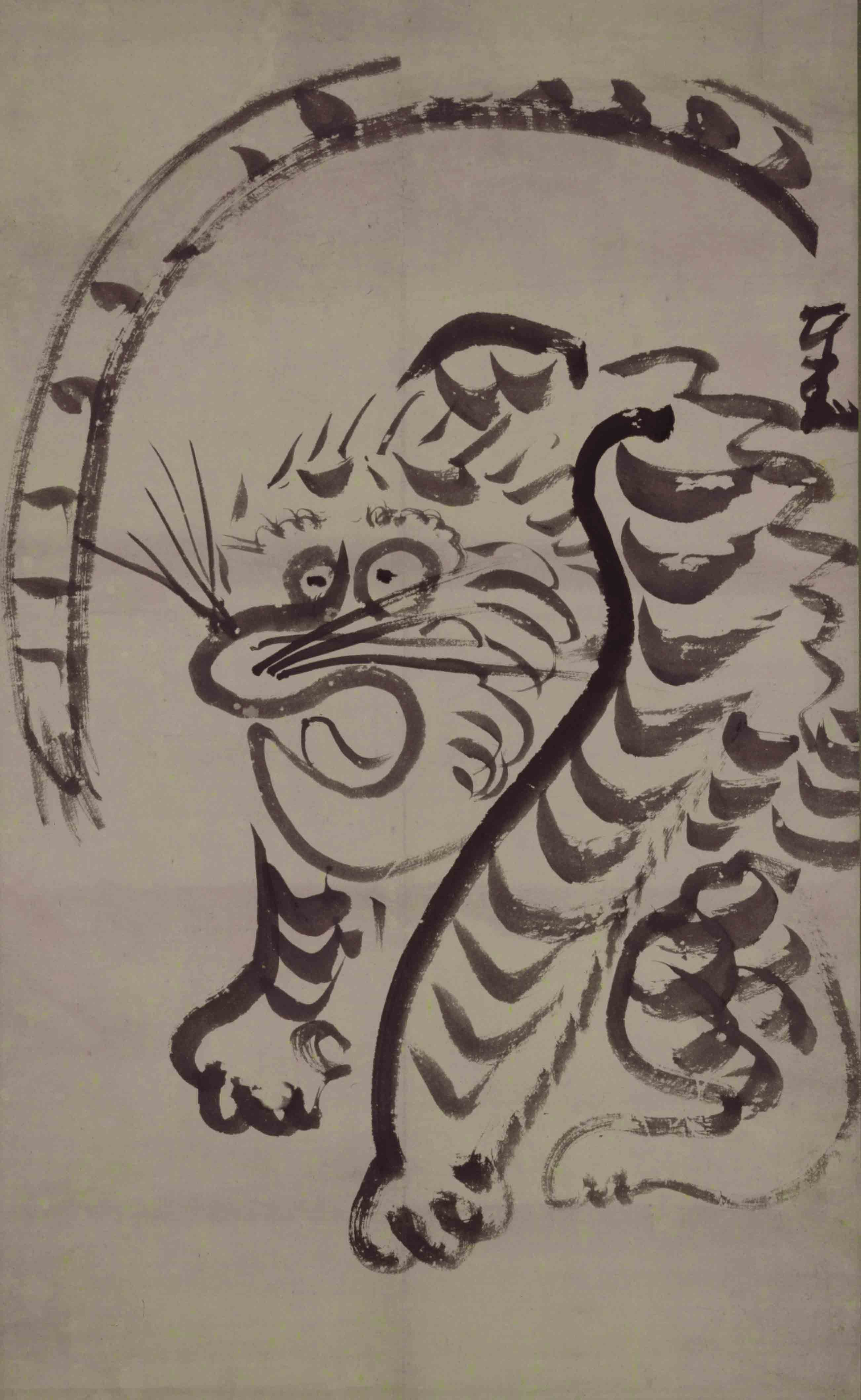 紙本水墨画 福助図画讃 仙崖義梵 筆意 軸先木 状態概ね良好 模写 紙本水墨画 福助図画讃 仙崖義梵 筆意 軸先木 状態概ね