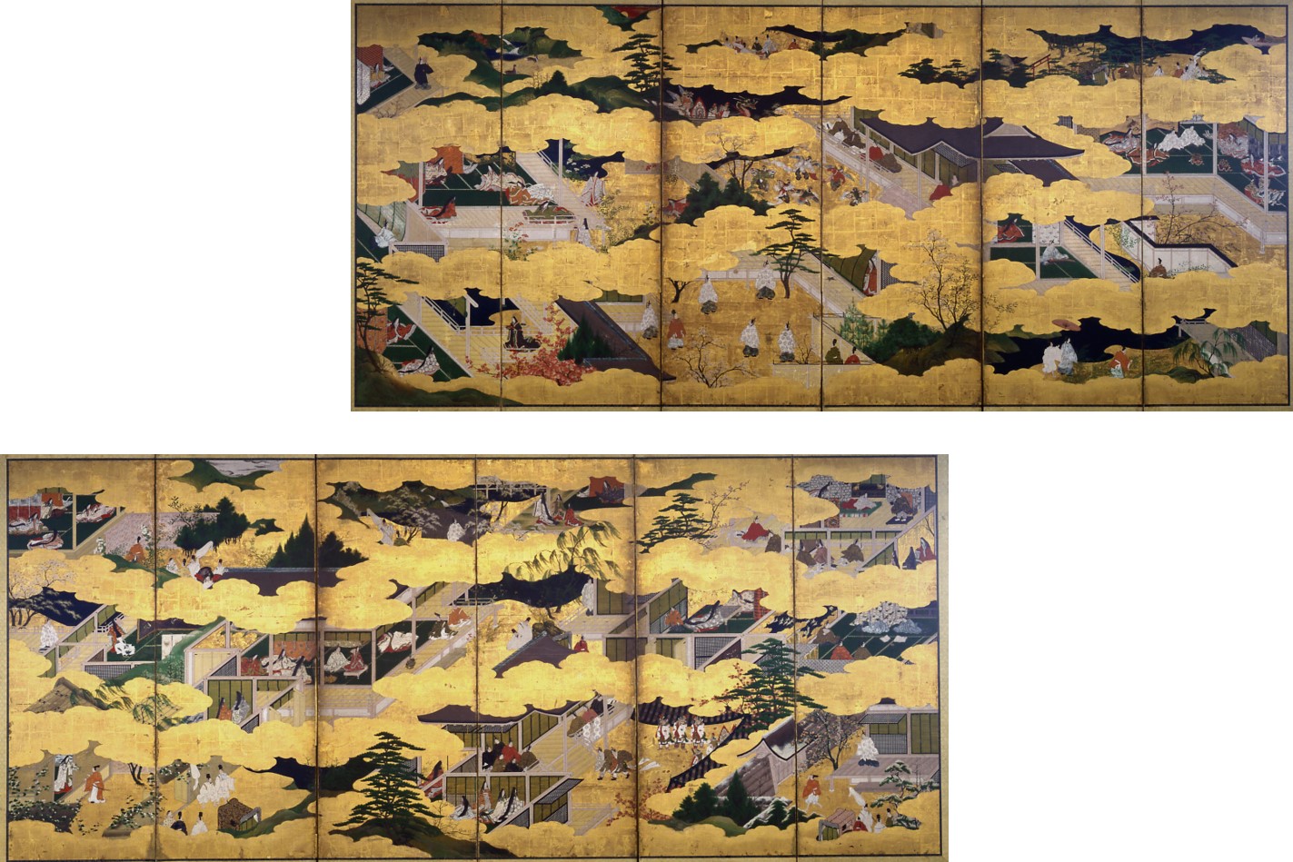 源氏物語の屏風絵。岡田泰水作。美品。 東京国立博物館｜価値ある文化財を救い出す。源氏物語図屏風、修理へ