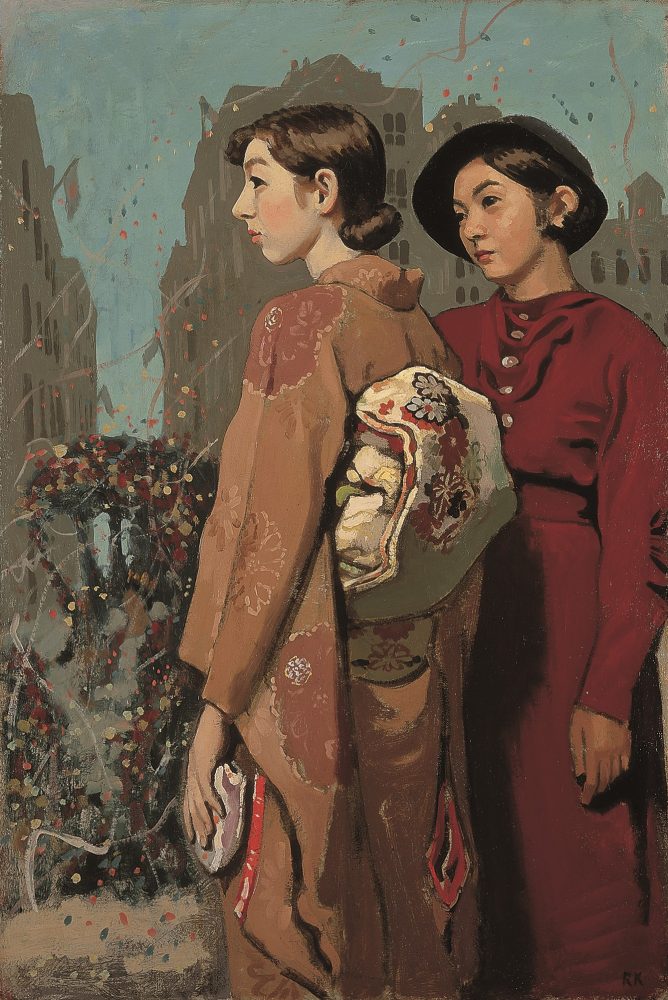 《洋和服の二人》　1933－34（昭和8－9年頃）　　　　　油彩・キャンバス　神戸市立小磯記念美術館蔵