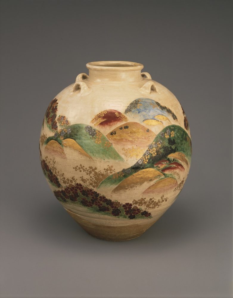野々村仁清《色絵吉野山図茶壺》（重要文化財）