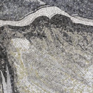 旧西日本シティ銀行本店の野見山暁治によるモザイクタイル壁画《穹》の一部
（撮影：針金洋介）
